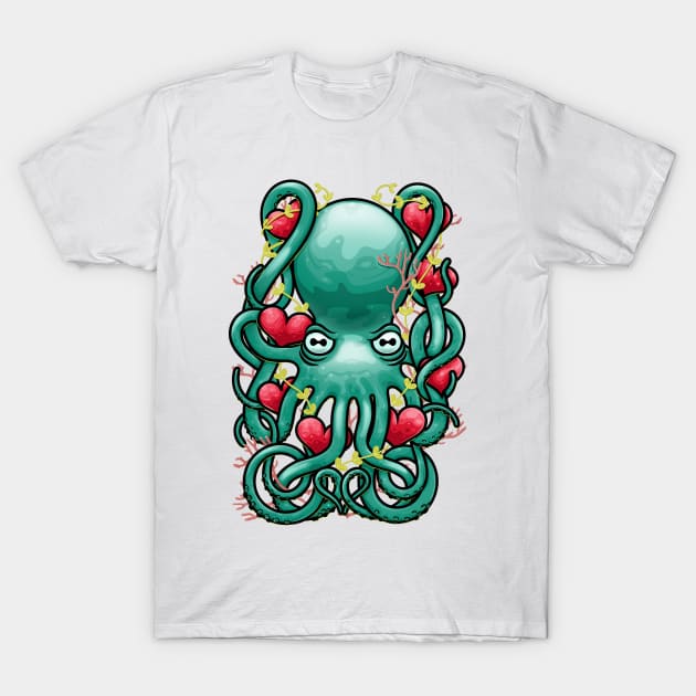 Octupus and Hearts T-Shirt by erdavid